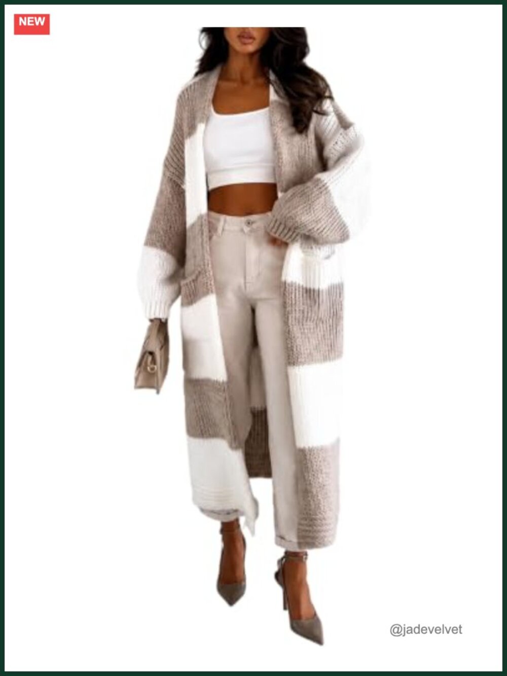 Open Front Oversized Knit Cardigan Sweater with Pockets